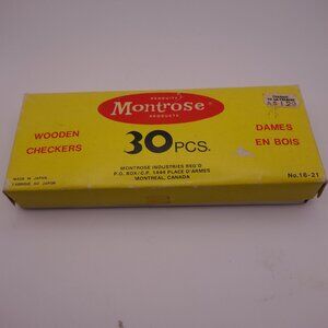 Vintage Montrose 30 PCS Wooden Checkers Made in Japan